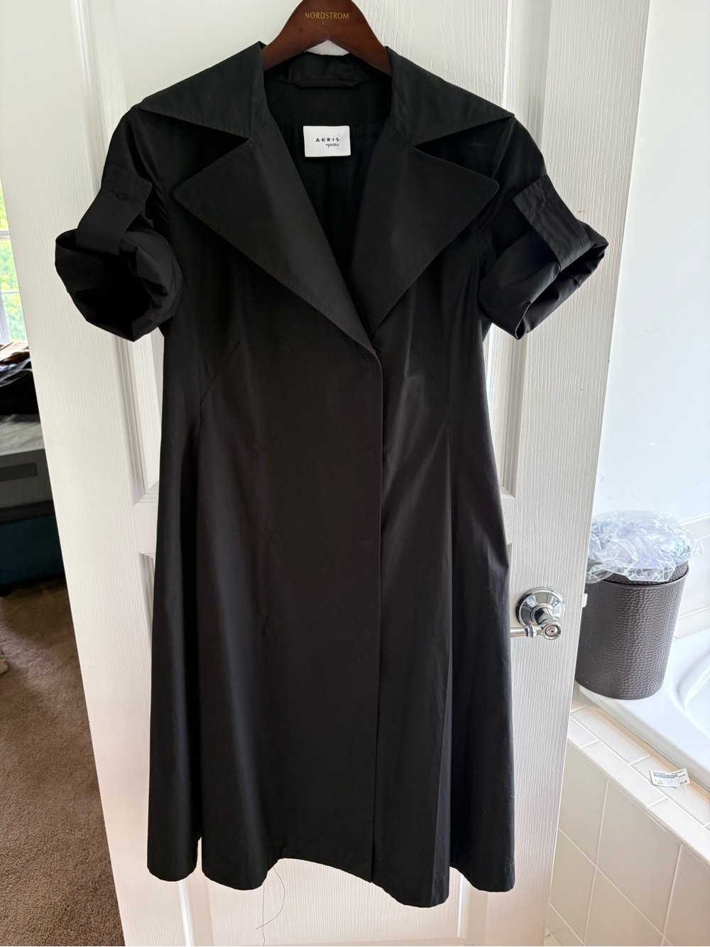 Akris Punto Black Short-Sleeve Midi Dress